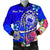 Samoa Custom Personalised Men's Bomber Jacket - Turtle Plumeria (Blue) Blue - Polynesian Pride