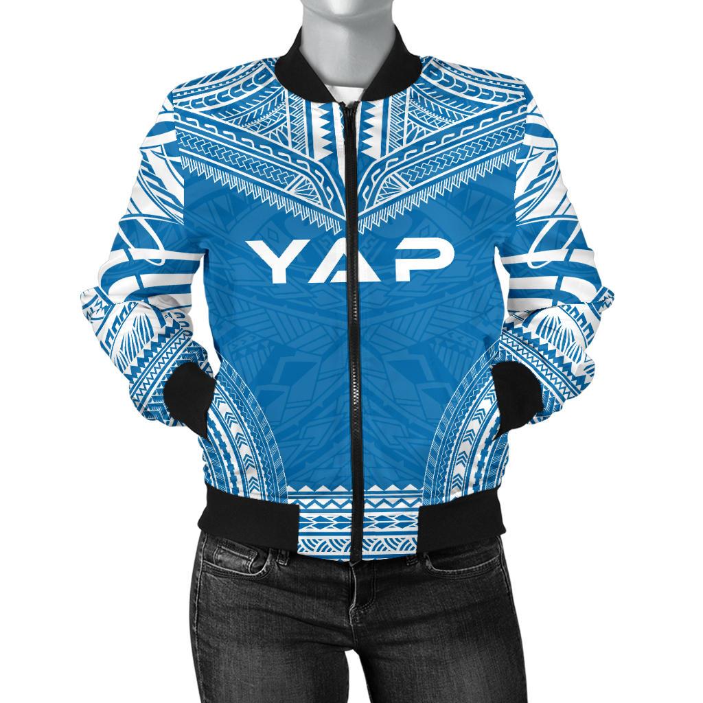 Yap Flag Polynesian Chief Women'S Bomber Jacket Blue - Polynesian Pride