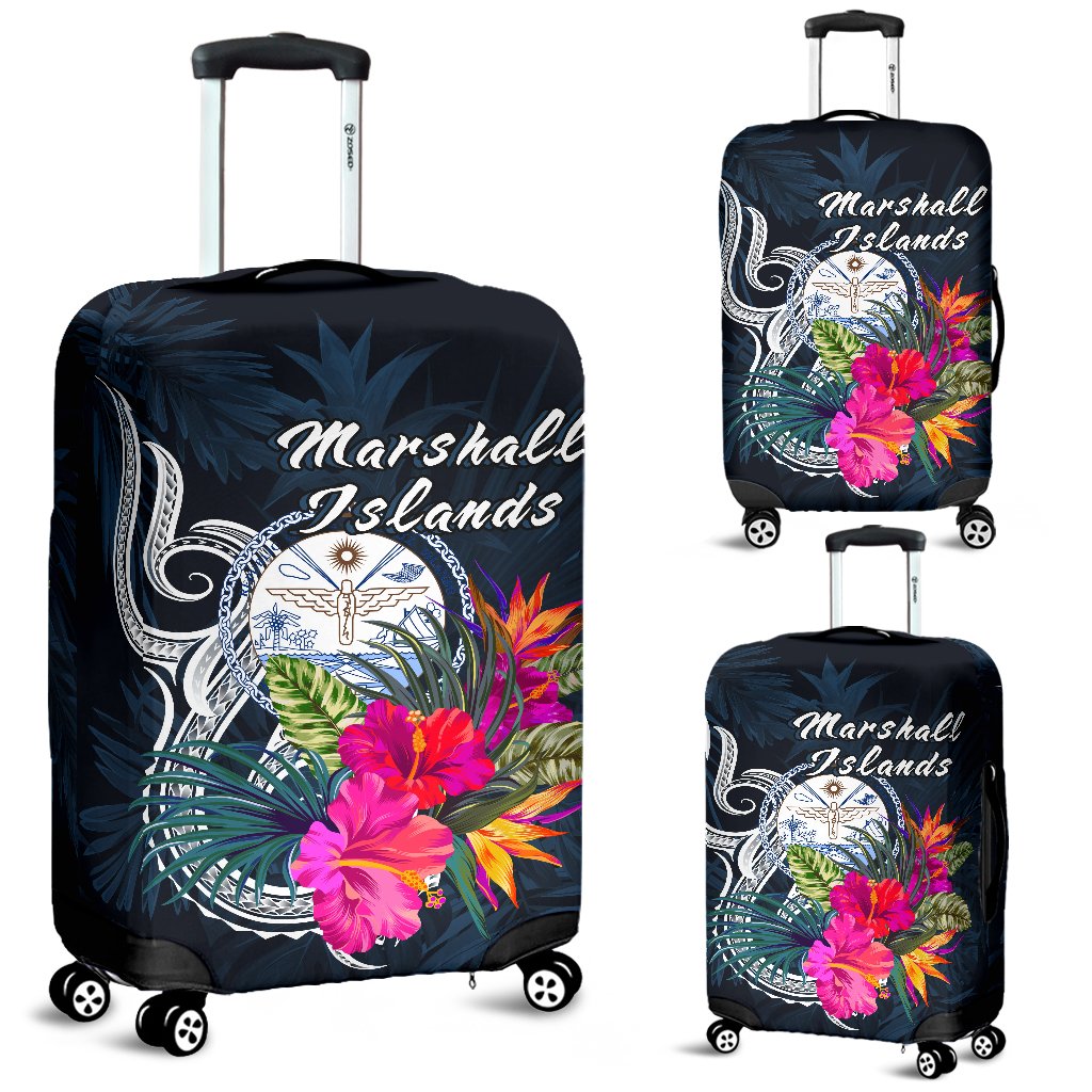 Marshall Islands Polynesian Luggage Covers - Tropical Flower Blue - Polynesian Pride