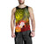 Kosrae Men's Tank Top - Humpback Whale with Tropical Flowers (Yellow) - Polynesian Pride