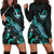 Guam Polynesian Hoodie Dress - Turtle With Blooming Hibiscus Turquoise Turquoise - Polynesian Pride