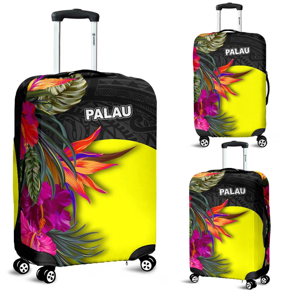 Palau Luggage Covers - Polynesian Hibiscus Pattern Black - Polynesian Pride