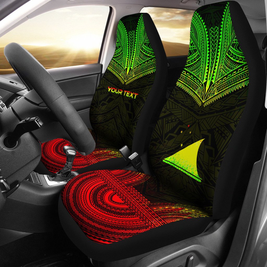 Tokelau Custom Personalised Car Seat Cover - Tokelau Flag Polynesian Chief Tattoo Reggae Version Universal Fit Reggae - Polynesian Pride