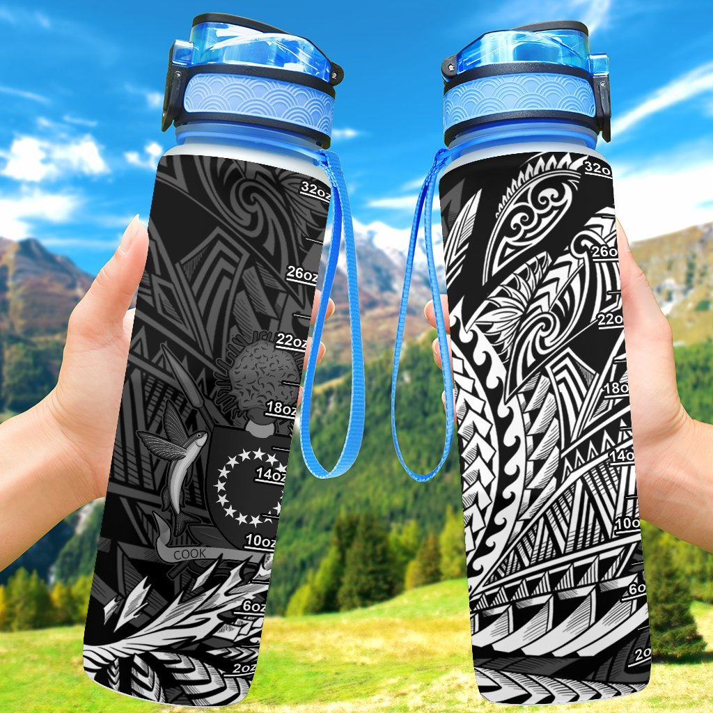 Cook Islands Hydro Tracking Bottle - Wings Style Hydro Tracking Bottle - Cook Islands 32oz Large Black - Polynesian Pride