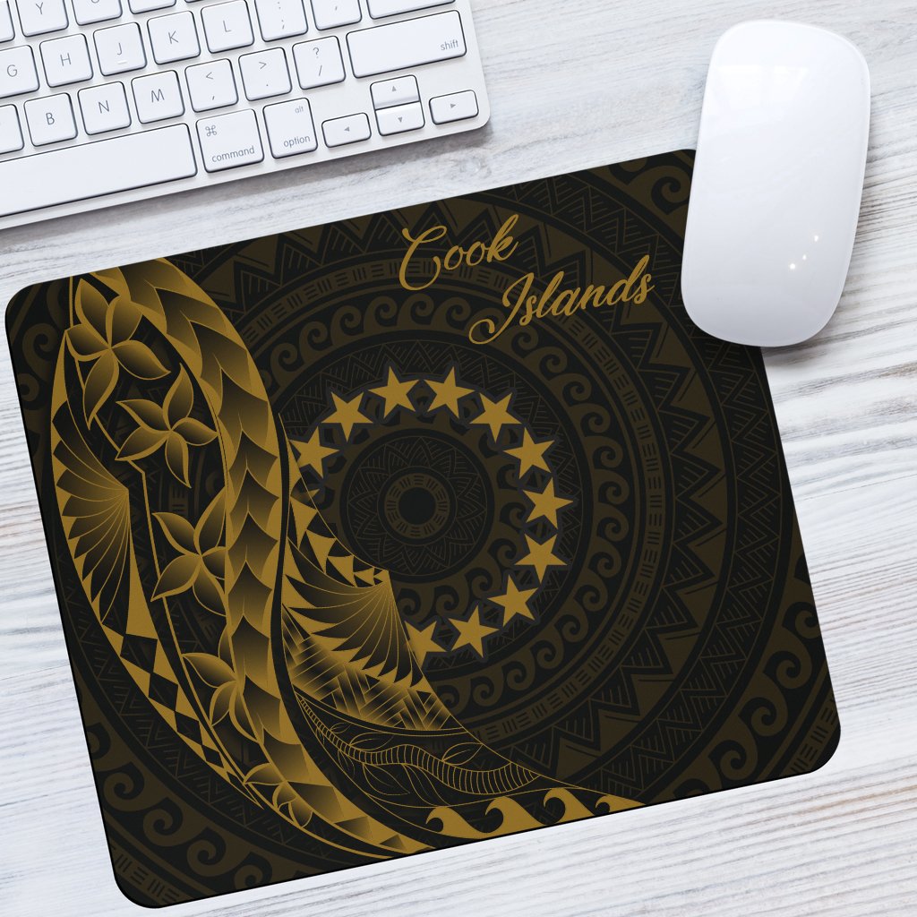 Cook Islands Mouse Pad - Polynesian Pattern Style Gold Color Mouse Pad - Cook Islands One Size - Polynesian Pride