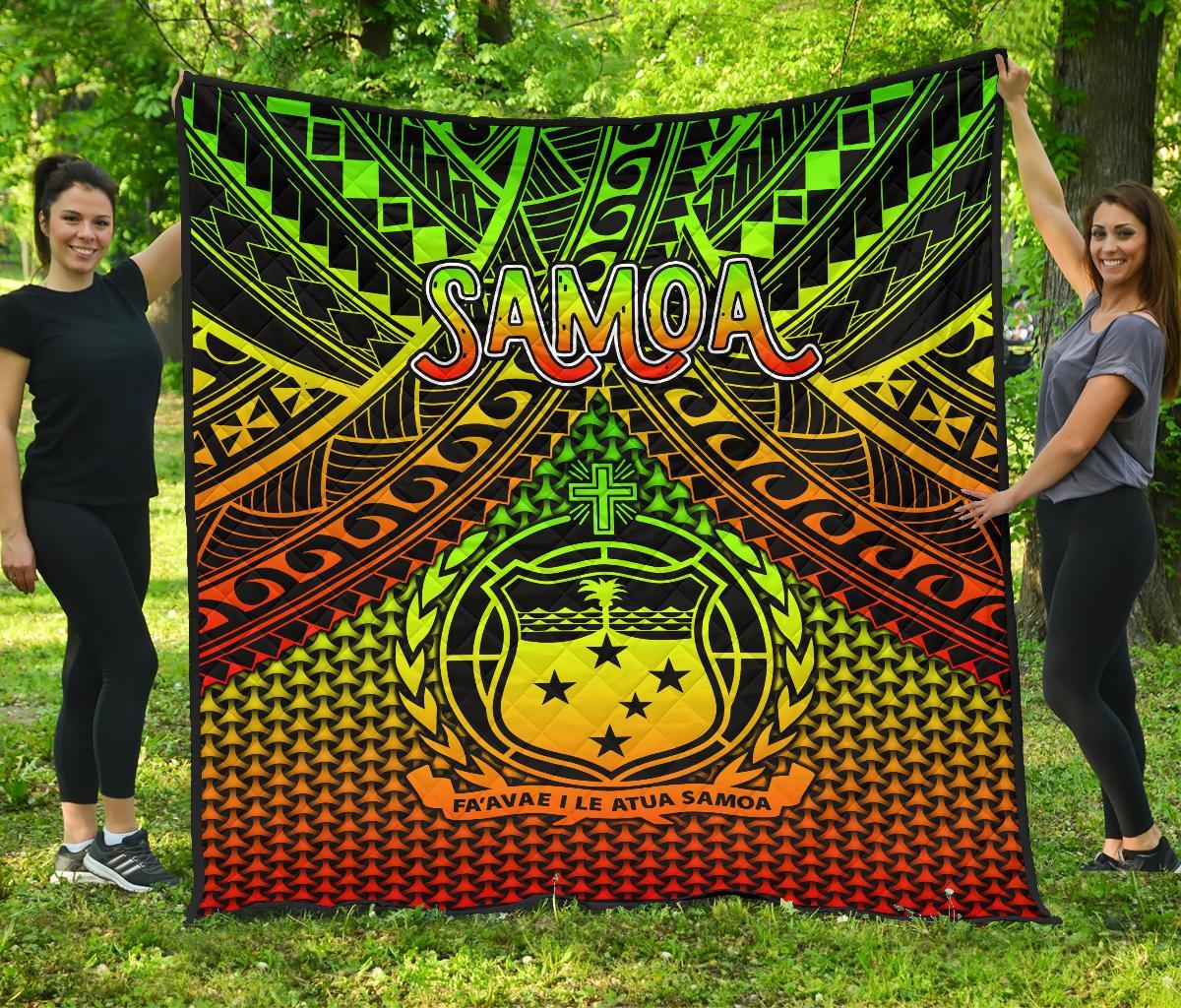 Polynesian Samoa Premium Quilt - Reggae Vintage Polynesian Patterns - Polynesian Pride