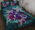 Hawaii Quilt Bed Set - Hawaii Turtle Flowers And Palms Retro - Polynesian Pride