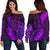 Aotearoa Maori Women Off Shoulder Sweater Silver Fern Koru Vibes Purple Purple - Polynesian Pride