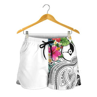 YAP Polynesian All Over Print Women's Shorts - Summer Plumeria (White) - Polynesian Pride