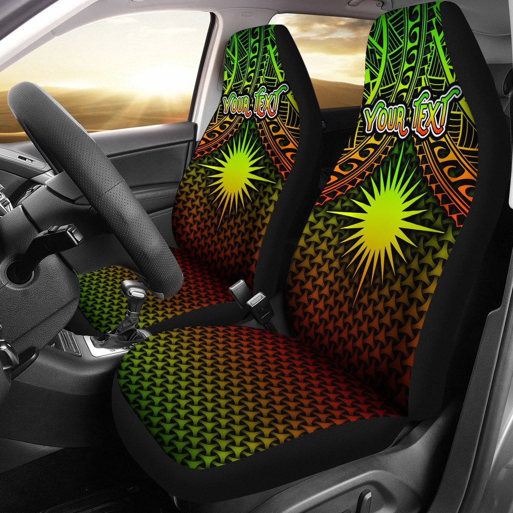 Polynesian Marshall Islands Personalised Car Seat Covers - Reggae Vintage Polynesian Patterns Universal Fit Reggae - Polynesian Pride