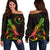 Chuuk Polynesian Women's Off Shoulder Sweater - Turtle With Blooming Hibiscus Reggae Art - Polynesian Pride