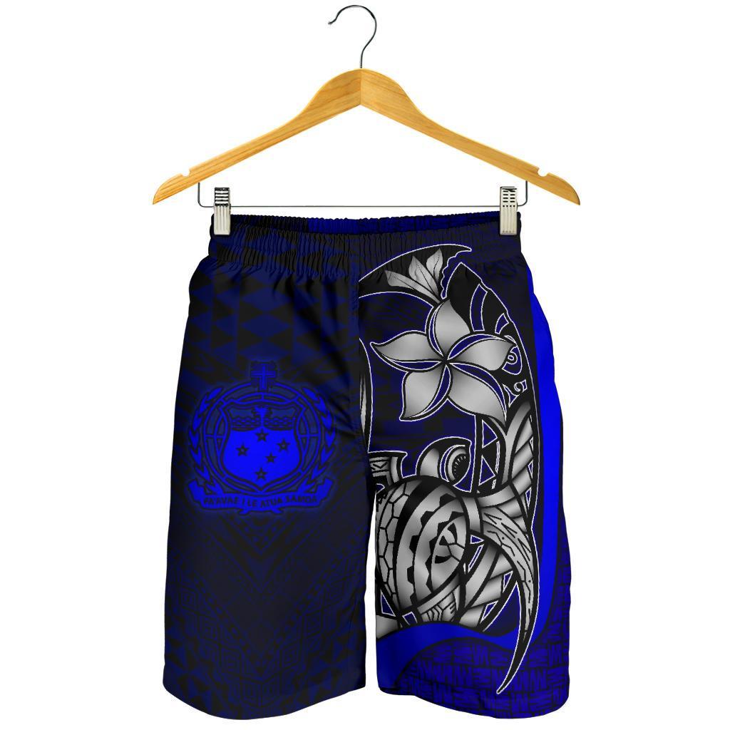 Samoa Polynesian Men's Shorts Blue - Turtle With Hook - Polynesian Pride