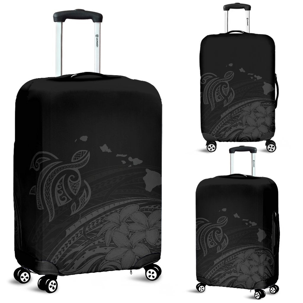 Hawaii Map Plumeria Polynesian Large Gray Turtle Luggage Covers Gray - Polynesian Pride