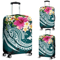 Papua New Guinea Polynesian Luggage Covers - Summer Plumeria (Turquoise) - Polynesian Pride