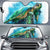 Hawaii Beach Sea Turtle Swimming Car Sun Shade Auto Sun Shade Universal Fit Blue - Polynesian Pride