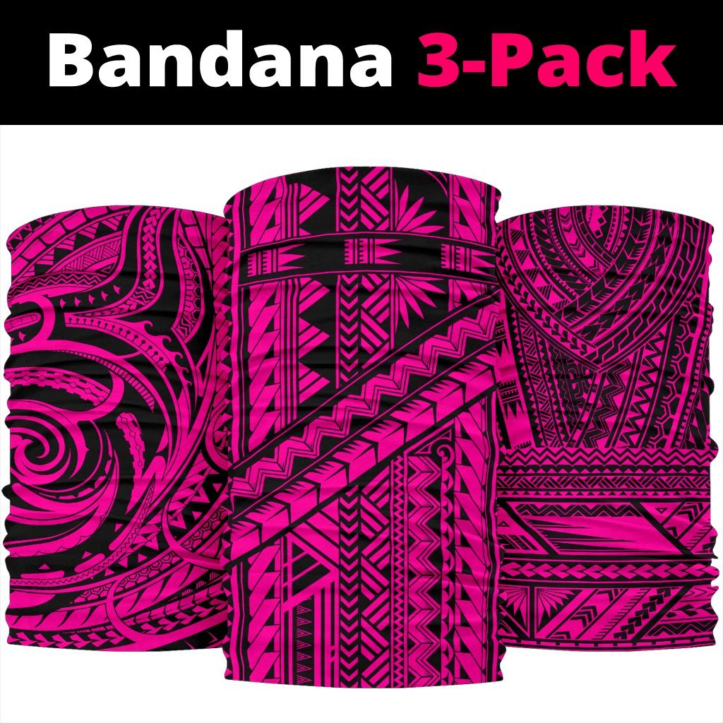 Polynesian Tatau Mixed Pink Set Unisex Bandana One Size Pink - Polynesian Pride