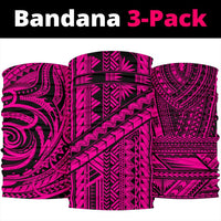 Polynesian Tatau Mixed Pink Set Unisex Bandana One Size Pink - Polynesian Pride