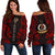 Vanuatu Women's Off Shoulder Sweater - Polynesian Tattoo Red Red - Polynesian Pride