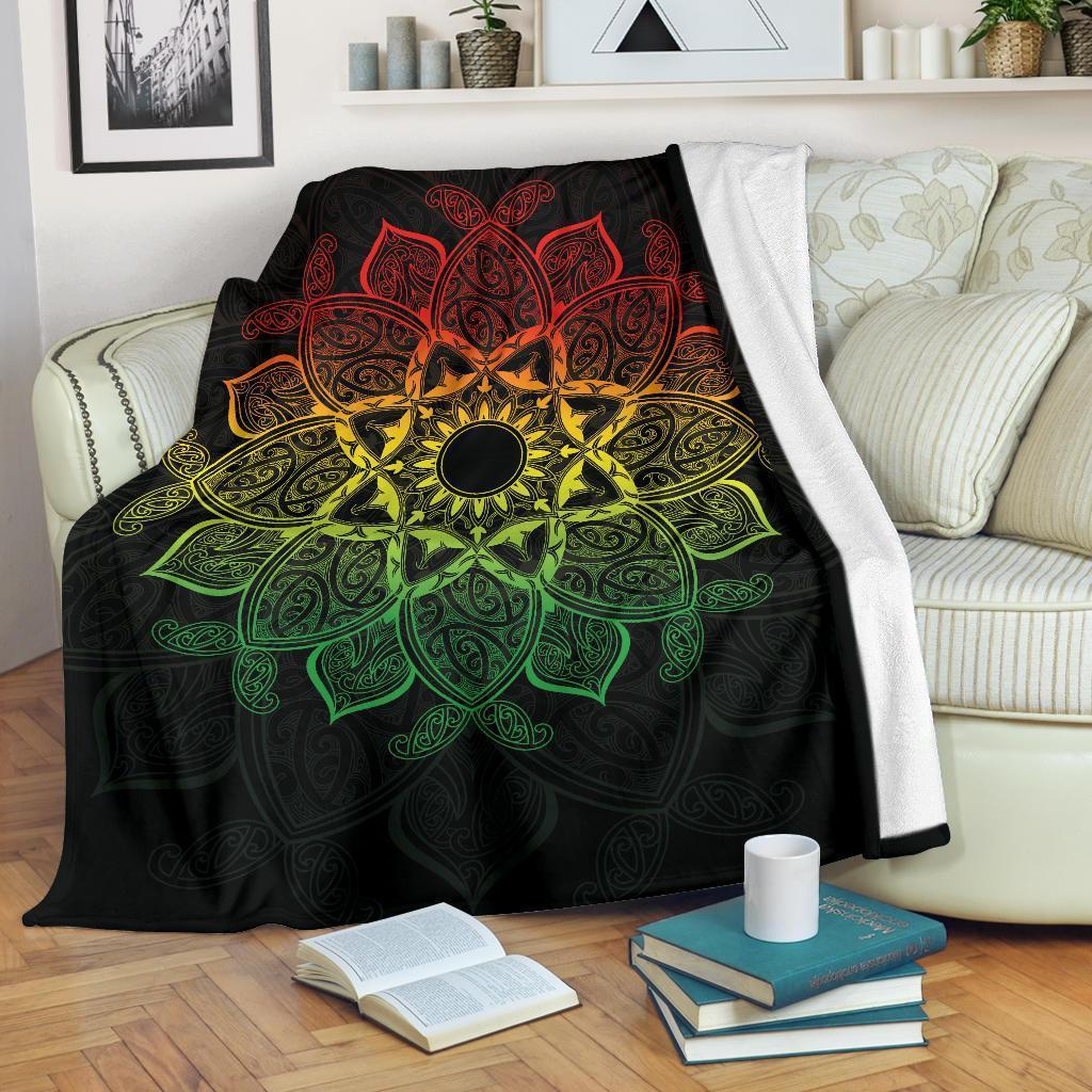 Maori Mandala Blanket, Rasta X-Large 180cm x 200cm - Polynesian Pride