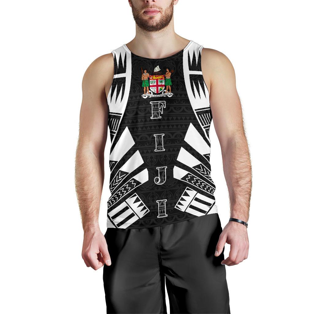 Fiji Men Tank Top - Polynesian Tattoo Black Black - Polynesian Pride