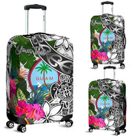 Guam Custom Personalised Luggage Covers White - Turtle Plumeria Banana Leaf White - Polynesian Pride