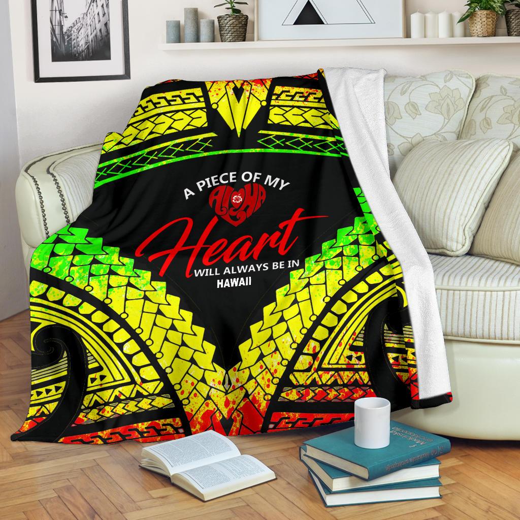 Hawaii Premium Blanket - A Piece Of My Heart White - Polynesian Pride