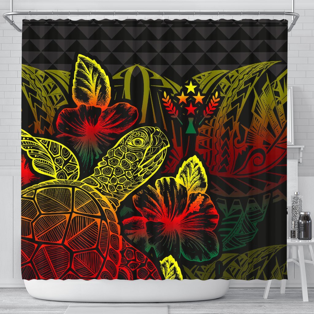 Kosrae Shower Curtain Turtle Hibiscus Reggae 177 x 172 (cm) Reggae - Polynesian Pride