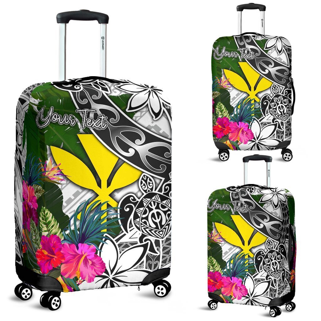 Hawaii Custom Personalised Luggage Covers White - Turtle Plumeria Banana Leaf White - Polynesian Pride