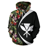 Kanaka Tropical Flowers Watercolor Hoodie Circle Style - Polynesian Pride