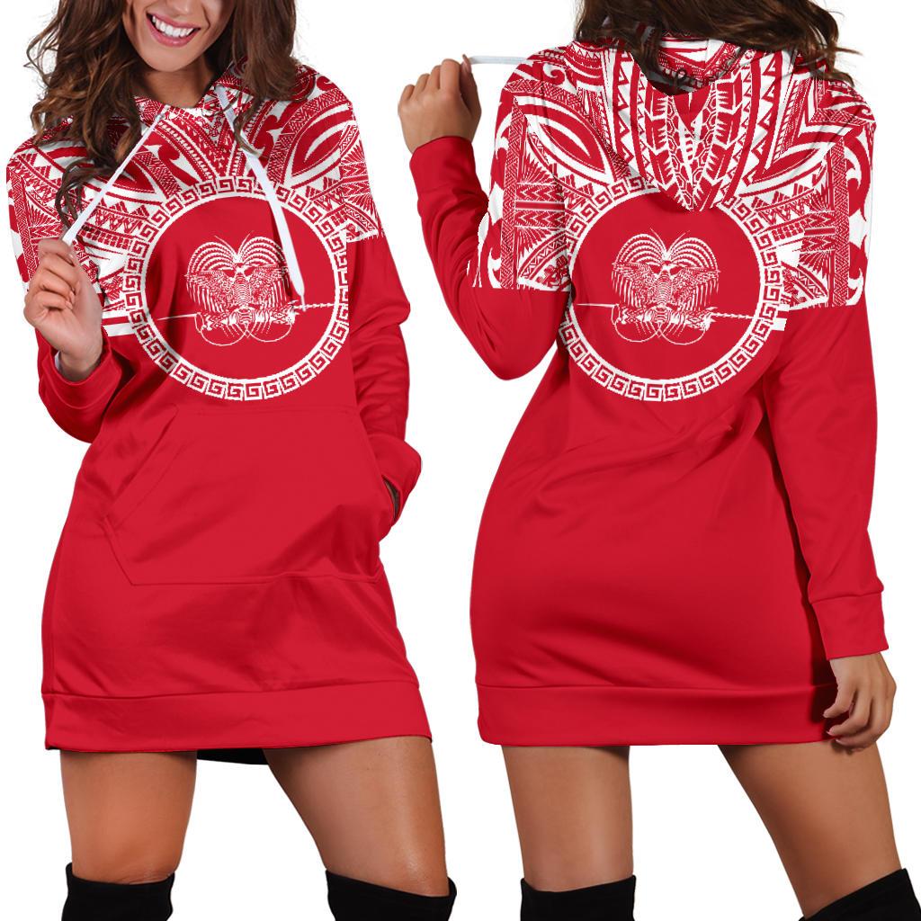 Papua New Guinea Women Hoodie Dress - Papua New Guinea Coat Of Arms Polynesian Flag Color Red - Polynesian Pride