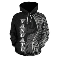 Vanuatu Polynesian Hoodie Coconut Tree Black - Polynesian Pride