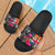 Fiji Slide Sandals - Turtle Floral Black - Polynesian Pride