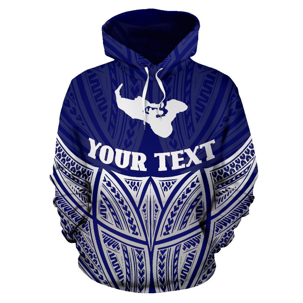 Tonga Polynesian Custom Hoodie Blue Pride Map nd Seal - Polynesian Pride