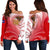 American Samoa Polynesian Women's Off Shoulder Sweater - Bald Eagle (Red) Red - Polynesian Pride