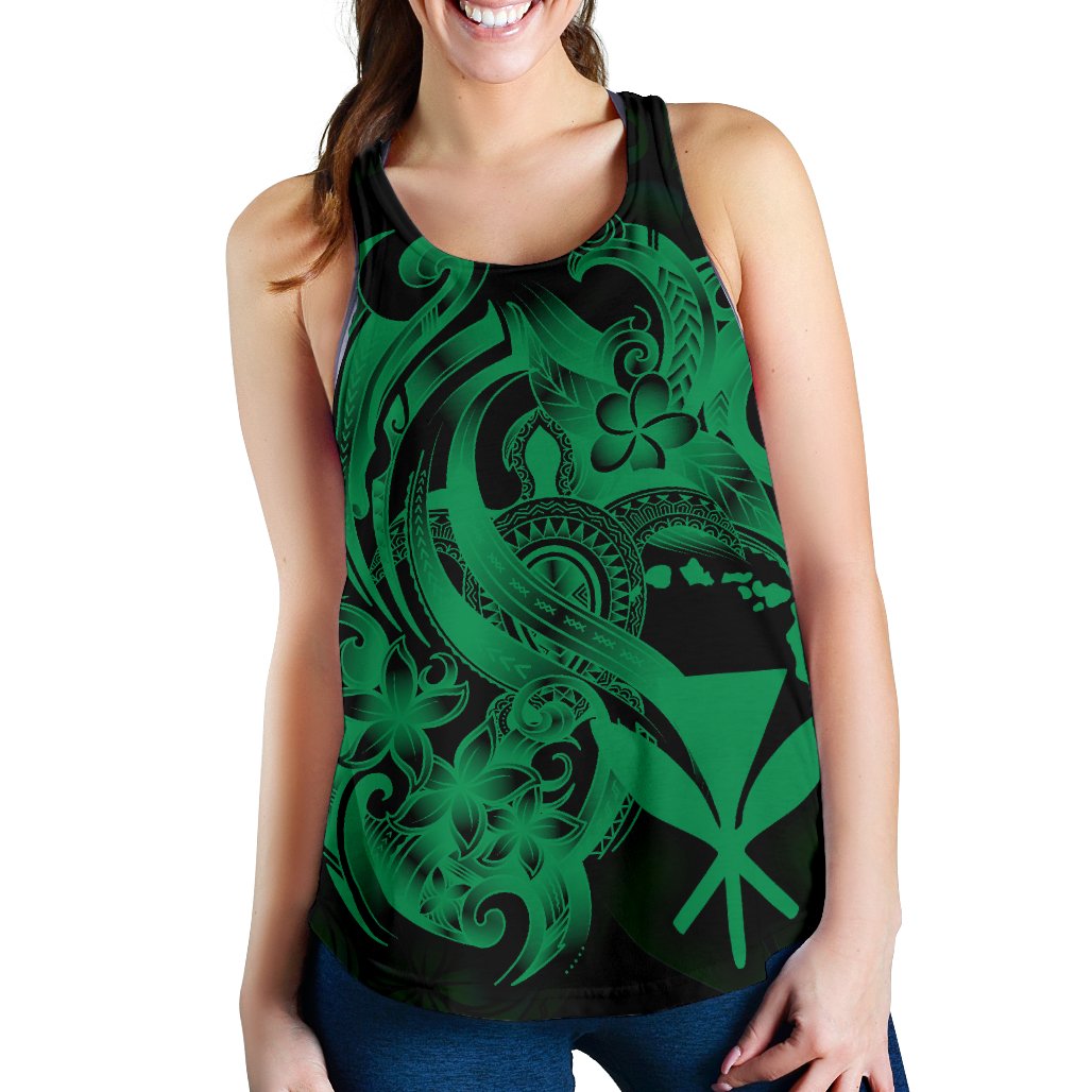 Polynesian Hawaii Women's Racerback Tank - Kanaka Maoli GreenTurtle Black - Polynesian Pride