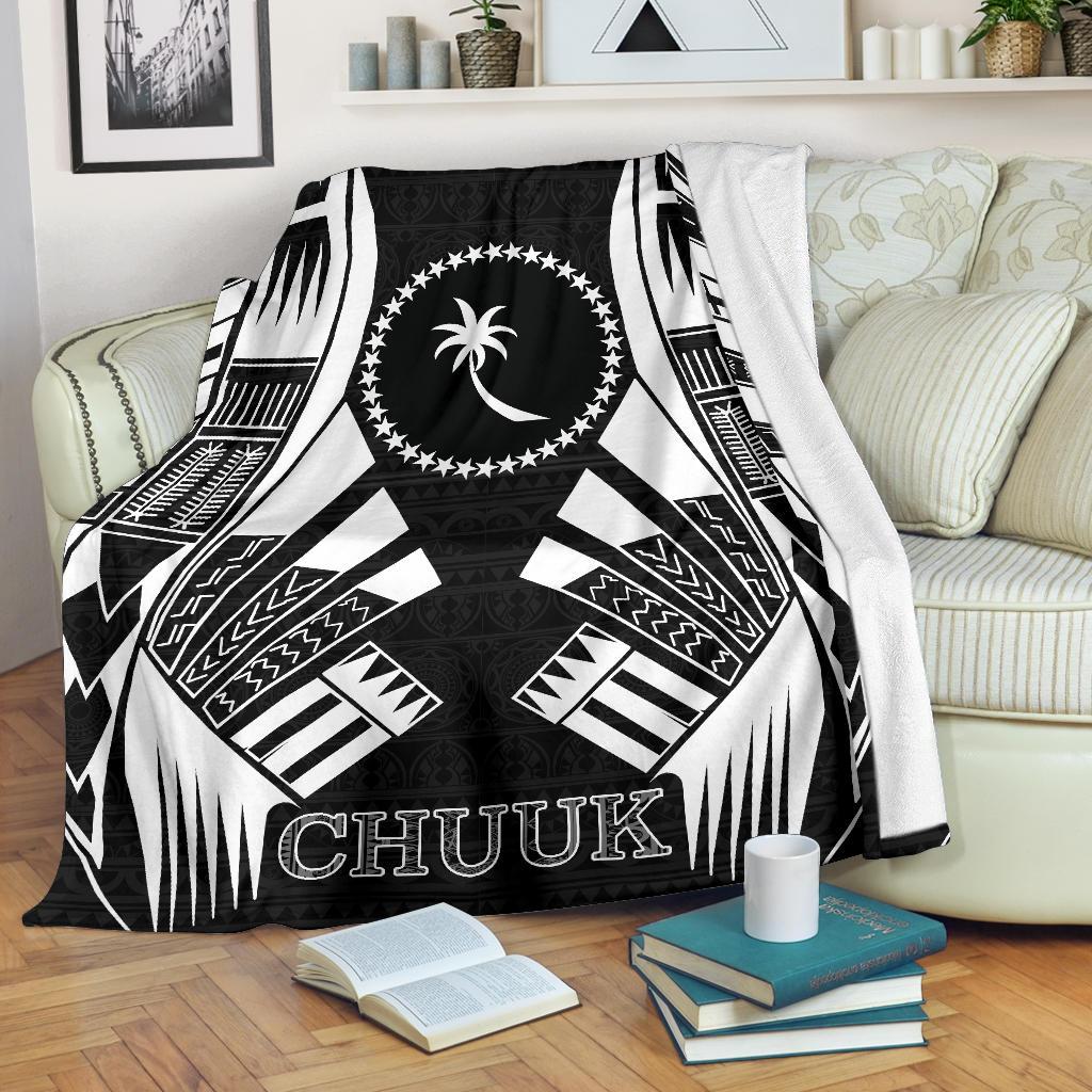 Chuuk States Premium Blanket - Black Tattoo Style White - Polynesian Pride