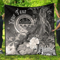 Federated States of Micronesia Custom Personalised Premium Quilts - Humpback Whale with Tropical Flowers (White) - Polynesian Pride