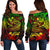 Chuuk Women's Off Shoulder Sweater - Reggae Shark Polynesian Tattoo Art - Polynesian Pride