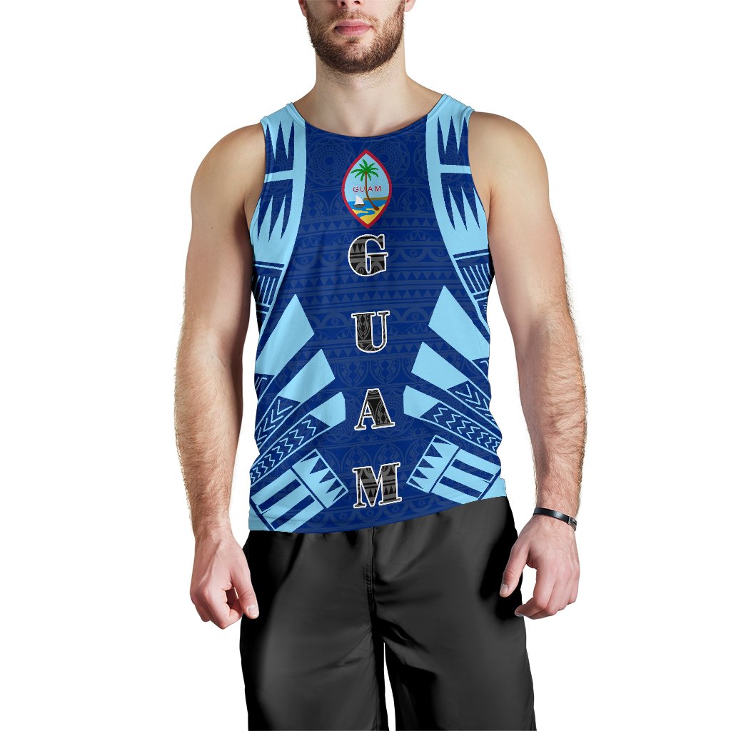 Guam Men Tank Top - Polynesian Tattoo Flag White - Polynesian Pride