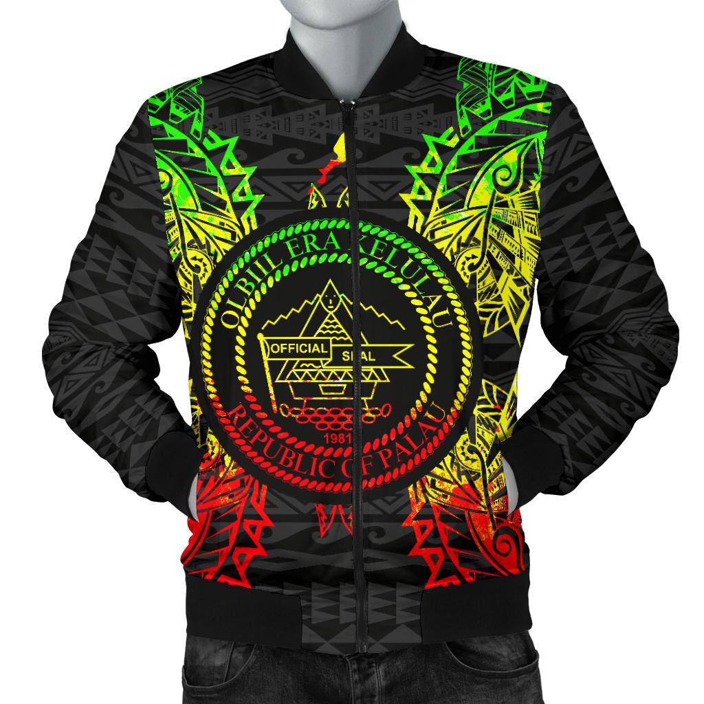 Palau Polynesian Men's Bomber Jacket Map Reggae Reggae - Polynesian Pride