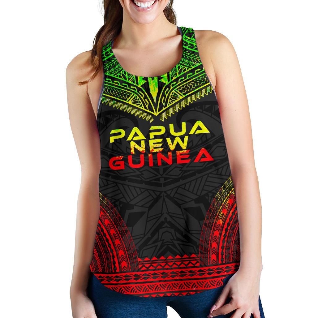 Papua New Guinea Women's Racerback Tank - Polynesian Chief Reggae Version Art - Polynesian Pride