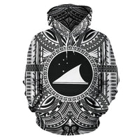 Tokelau ll Over Hoodie Tokelau Coat of rms Polynesian White Black Unisex Black - Polynesian Pride