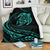 Hawaii Turtle Premium Blanket - Turquoise - Frida Style White - Polynesian Pride