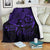 Hawaii Turtle Ohana Hibiscus Poly Premium Blanket - Purple White - Polynesian Pride