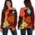 Guam Women's Off Shoulder Sweater - Tribal Tuna Fish - Polynesian Pride