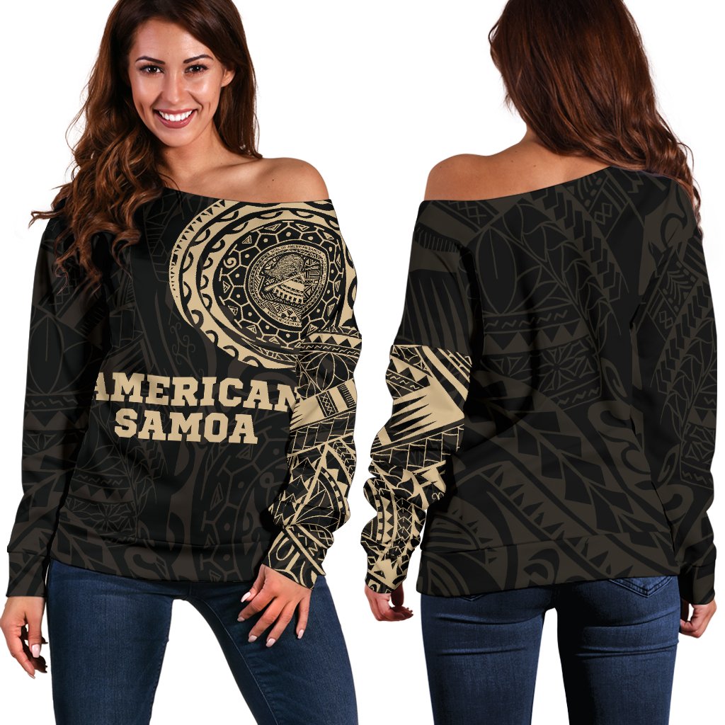 American Samoa Polynesian Tattoo Style Off Shoulder Sweater A7 Art - Polynesian Pride