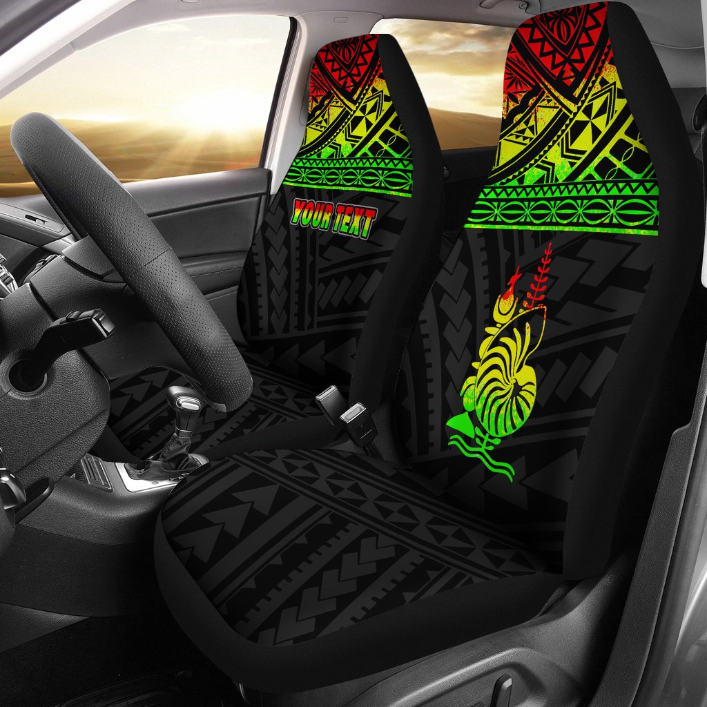 New Caledonia Custom Personalised Car Seat Covers - New Caledonia Reggae Coat Of Arms Polynesian Tattoo Universal Fit Reggae - Polynesian Pride