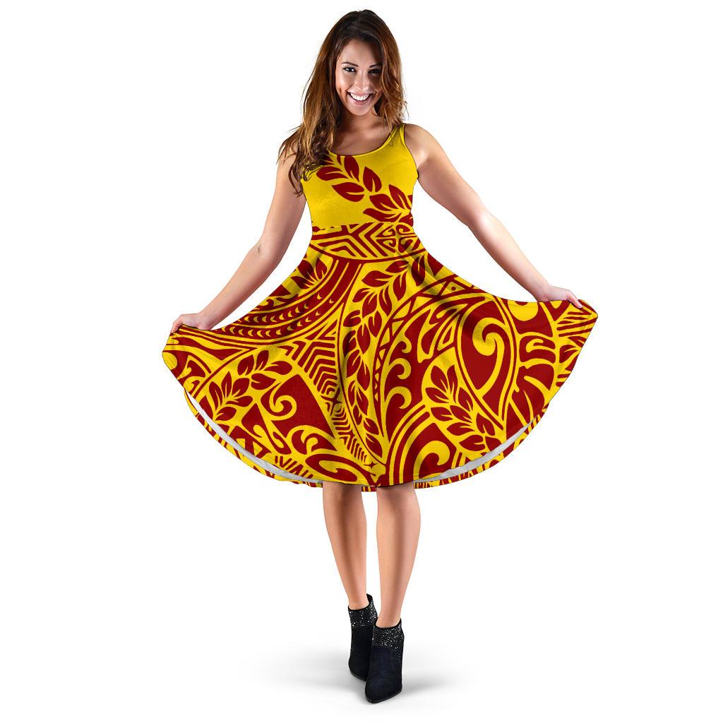 Polynesia Women's Dress - Tribal Pattern Yellow Women Yellow & Red - Polynesian Pride