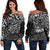 Tonga Polynesian Off Shoulder Sweater (Women) - White Turtle Flowing White - Polynesian Pride