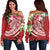 Polynesian Hawaii Women's Off Shoulder Sweater - Summer Plumeria (Red) Red - Polynesian Pride